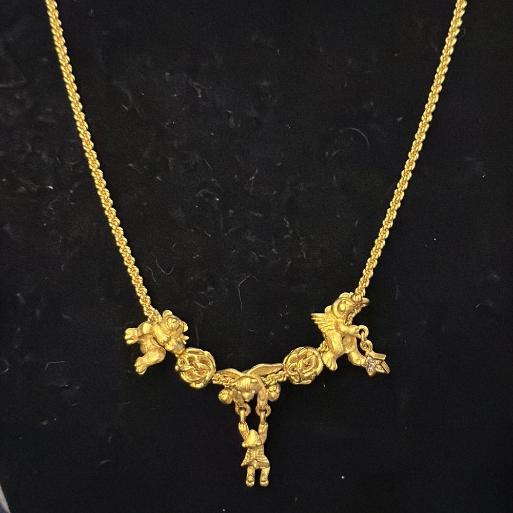 Vintage Kirks Folly Teddy Bear Charm Necklace